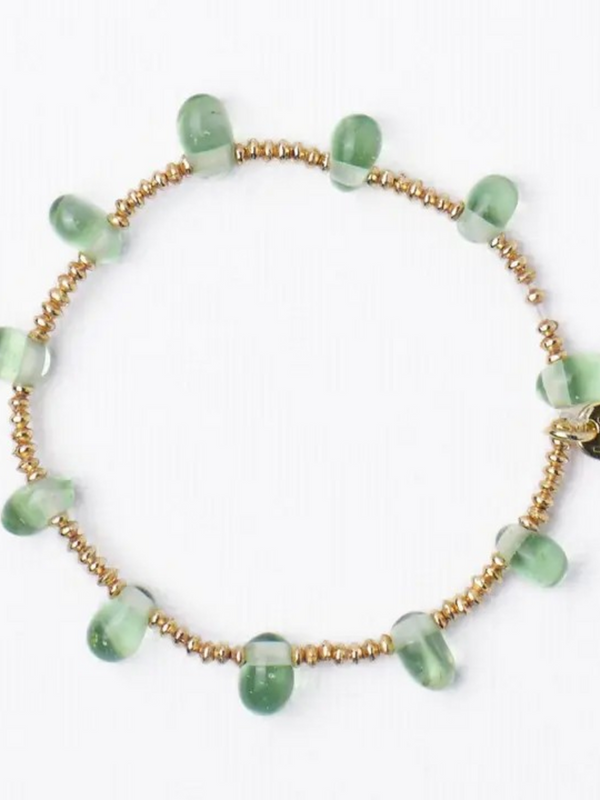 mint glass bead stretch bracelet