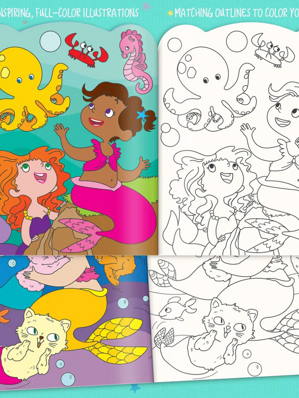mermaids dry erase reusable coloring book