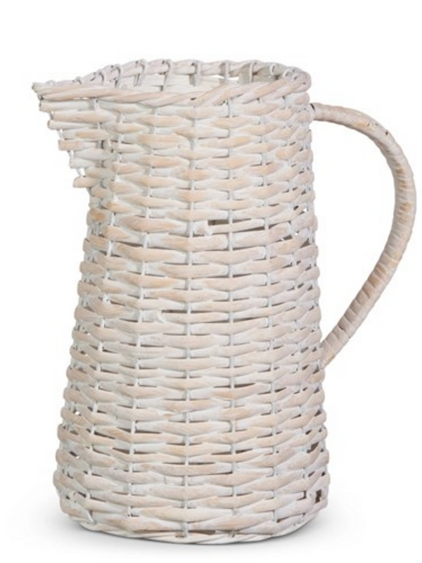 10" whitewash woven pitcher
