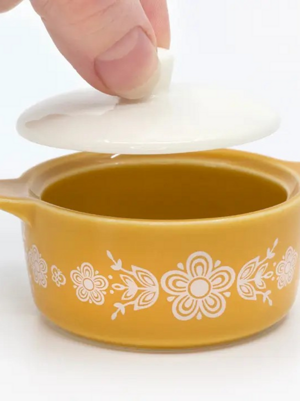 Pyrex-Inspired Butterfly Gold Casserole Ceramic Trinket Box