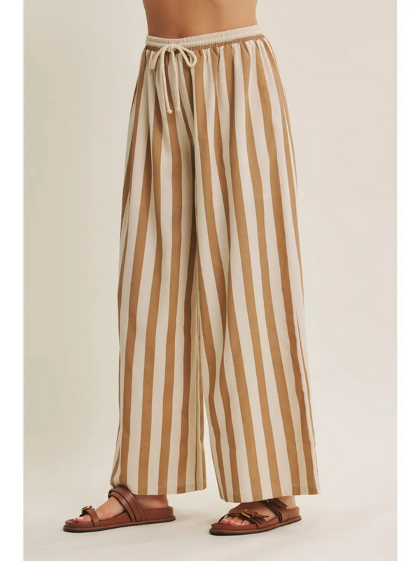 light mocha stripe wide leg pants