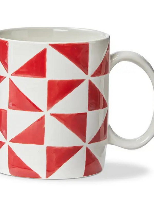 Pinwheel Mug Red Stoneware