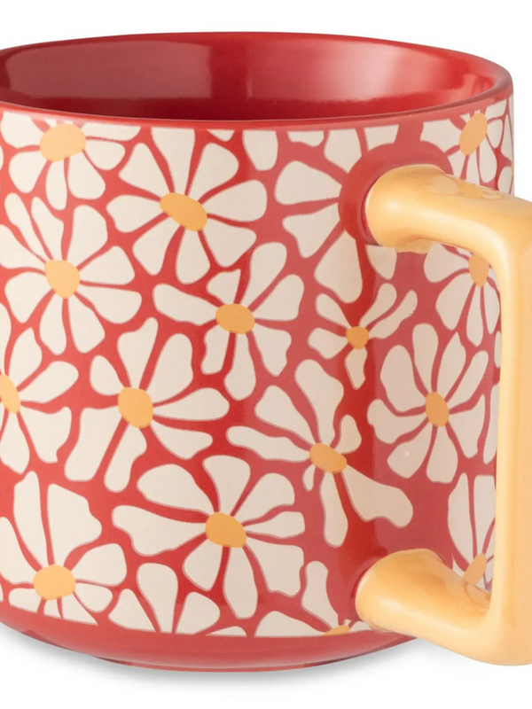 Retro Floral Square handled mug
