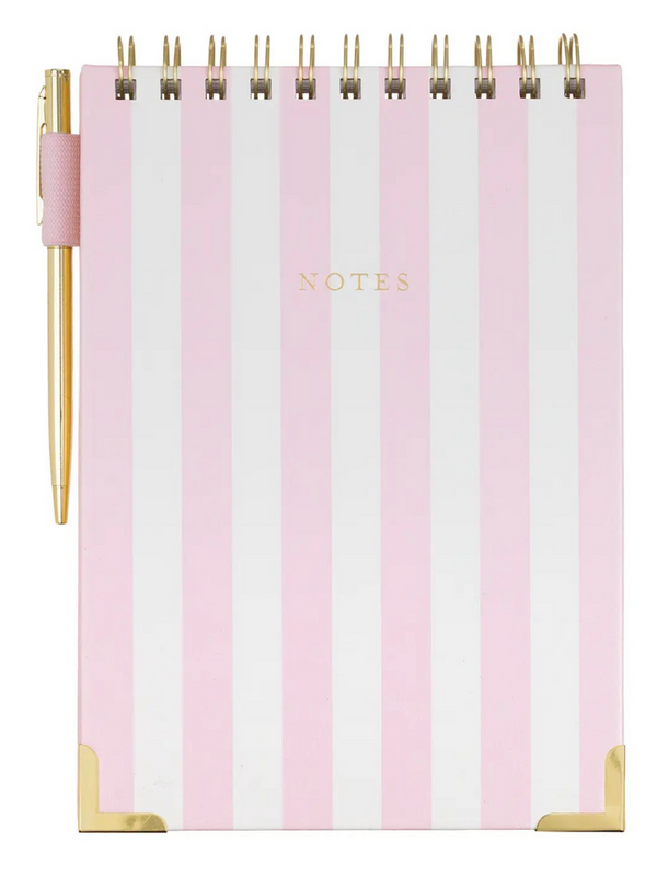 Laura Ashley - Pink Stripes Garden Blooms Steno Pad