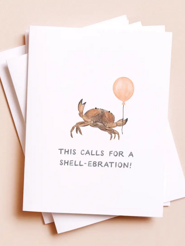 Shell-Ebration Crab โ Coastal Pun Congrats
