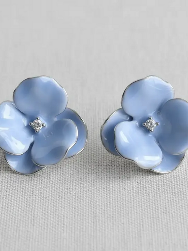 Blue Floral Drop Earrings