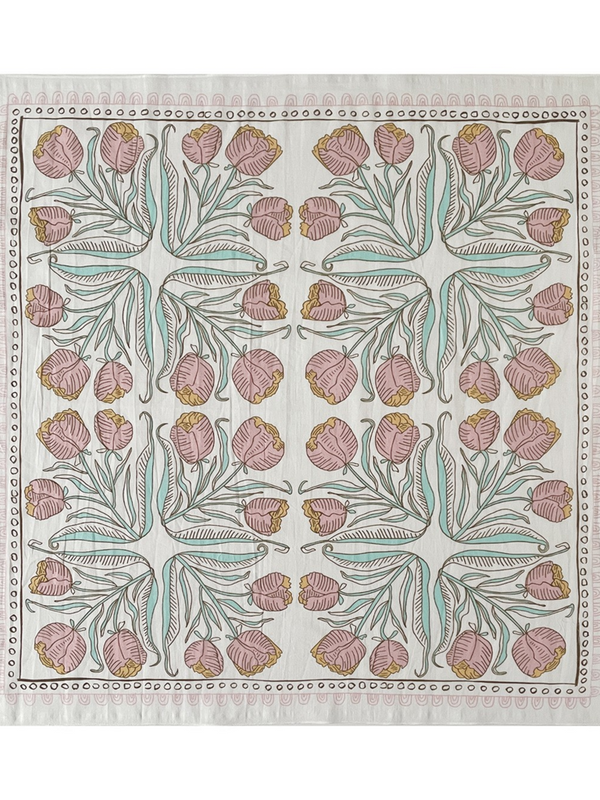 Beige & Pink Floral Bandana