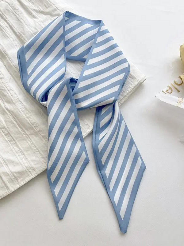 blue and white striped skinny scarf