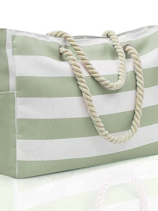 matcha large striped tote bag
