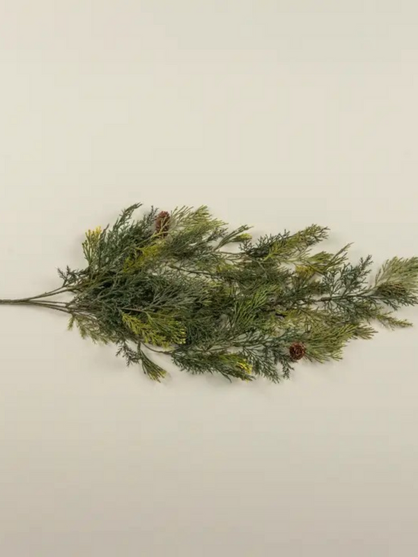 34" mixed cedar hanging bush with pinecones