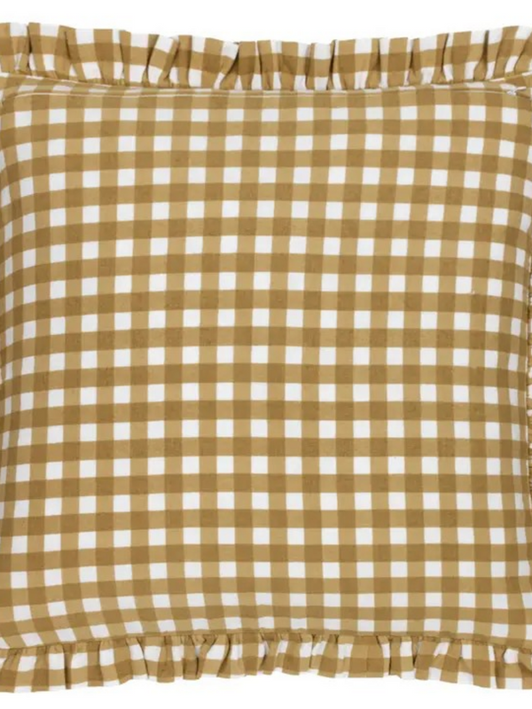 Gold Gingham Cushion with contrast piping