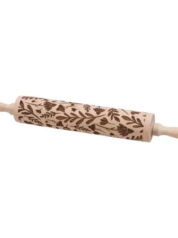 Large Floral Embossing Rolling Pin