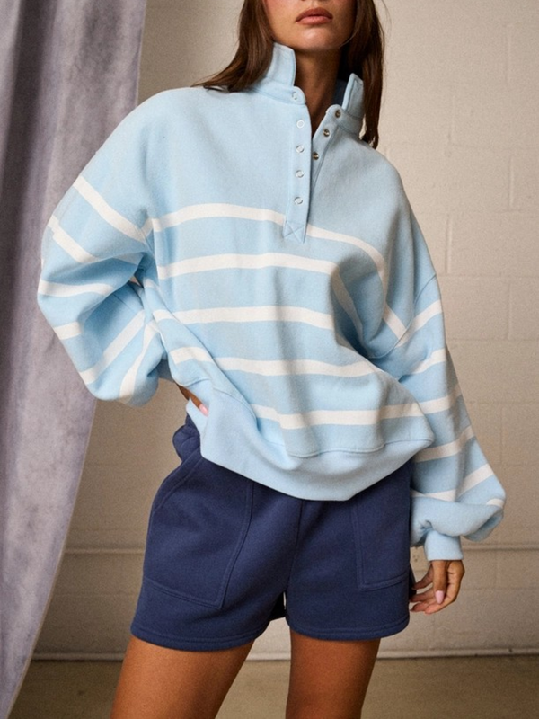 sky & white stripe pullover