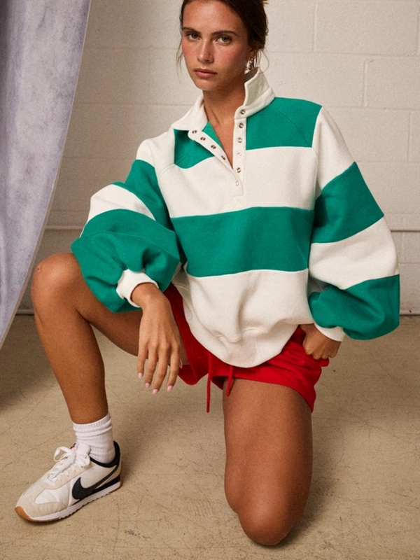 green striped pullover