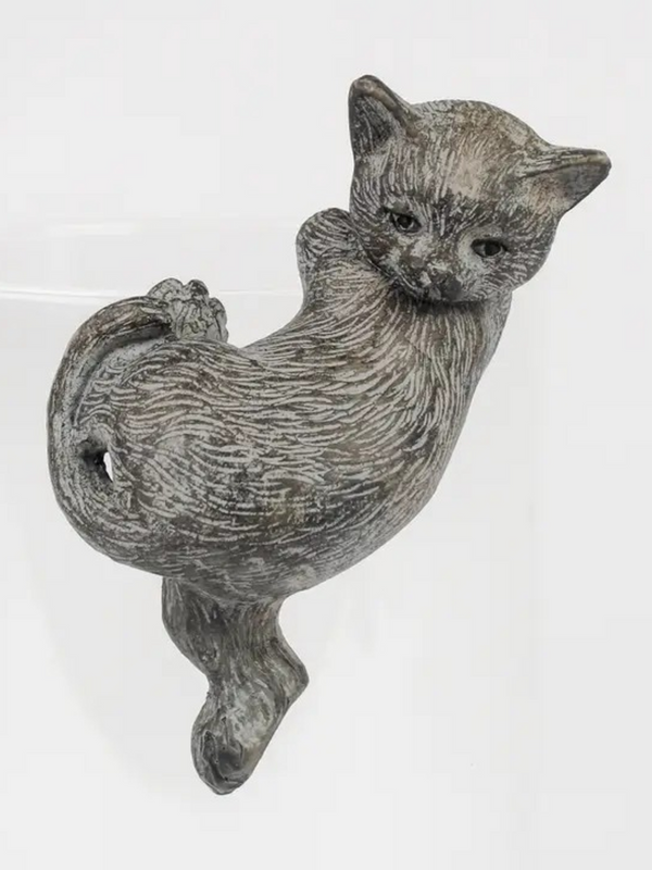 gray kitten pot hanger