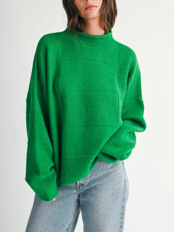green knit sweater