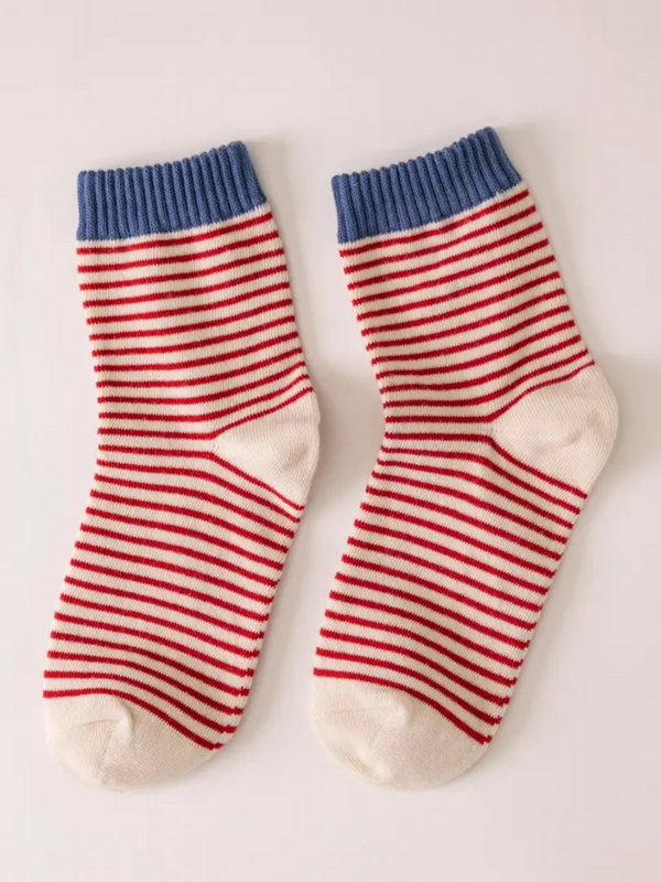 Red Striped Ankle Socks