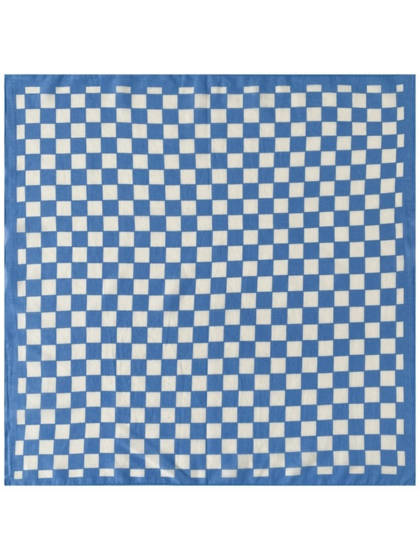 blue and white check bandana