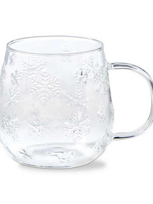 snowflake glass mug