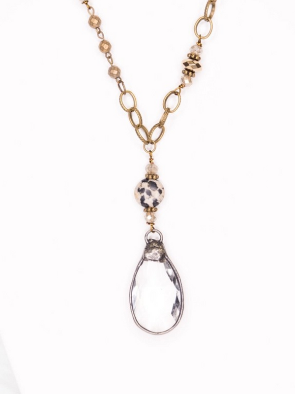 long large crystal charm necklace