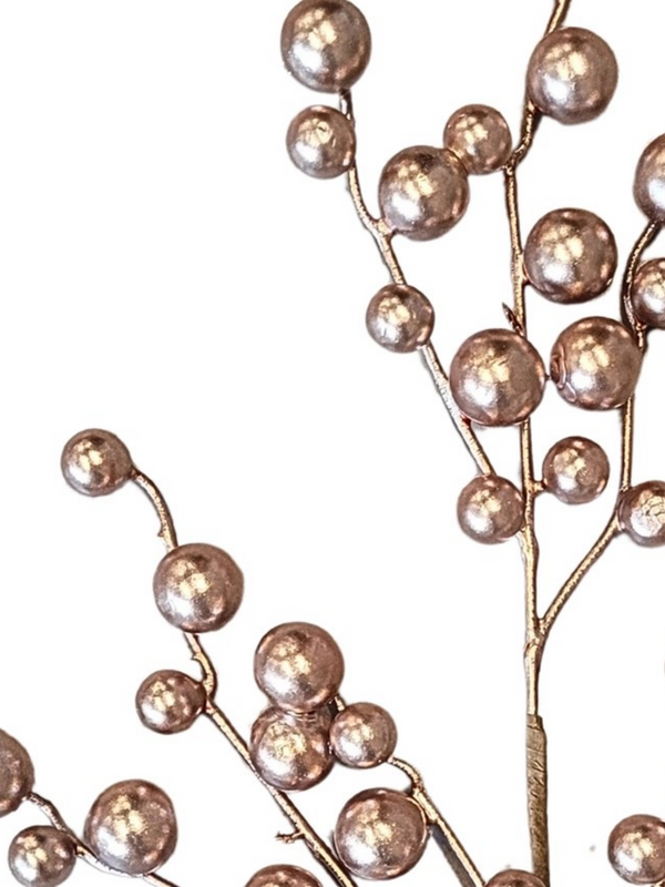 17" rose gold metallic christmas berry pick