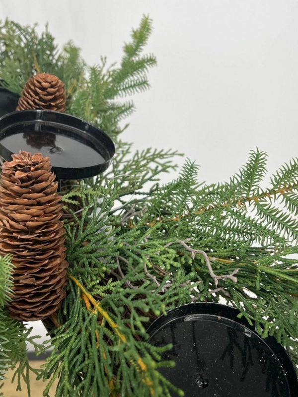 32" real touch mixed cedar centerpiece