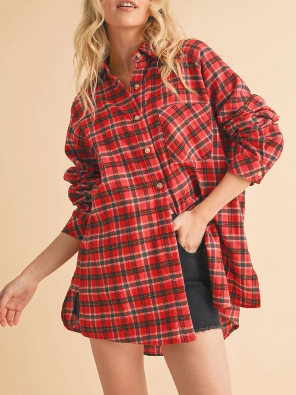 red plaid flannel shirt