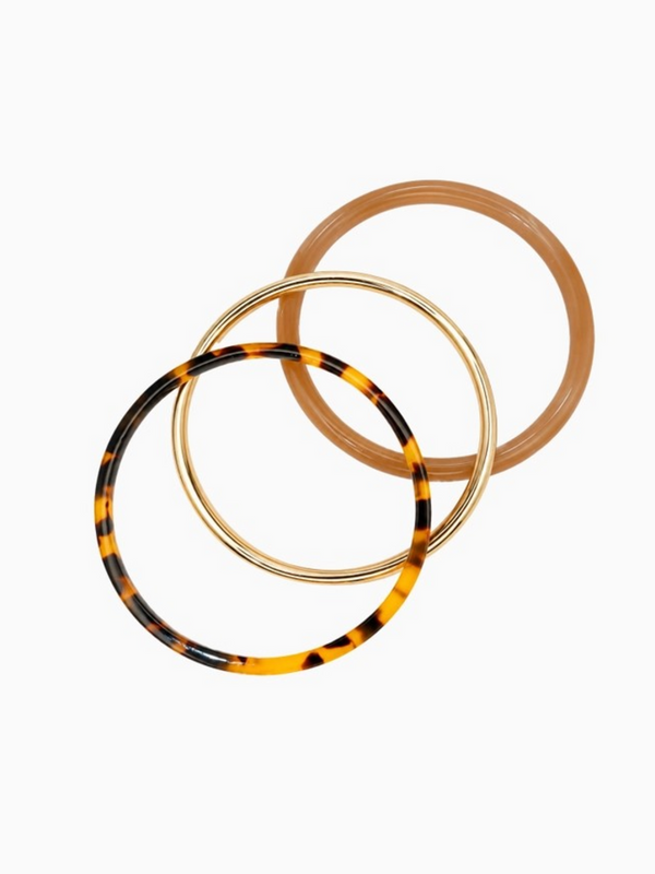set of 3 leopard marble stack bangles