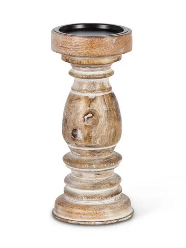 Wood Pillar Holder, 9"