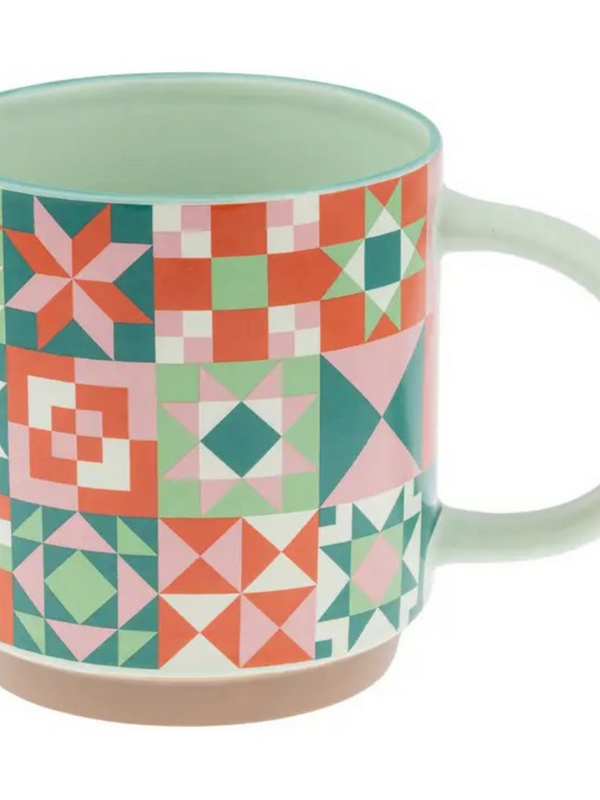 quilt block ceramic mug