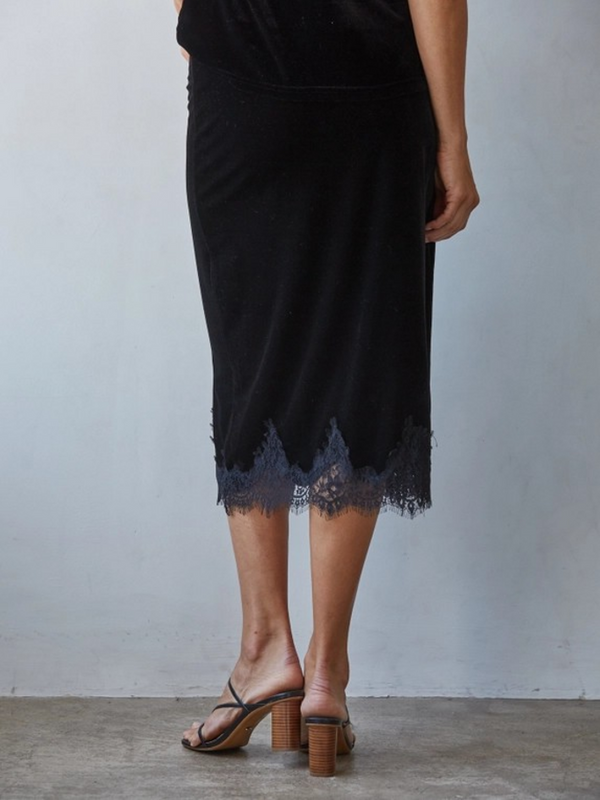 black spandex velvet mini skirt