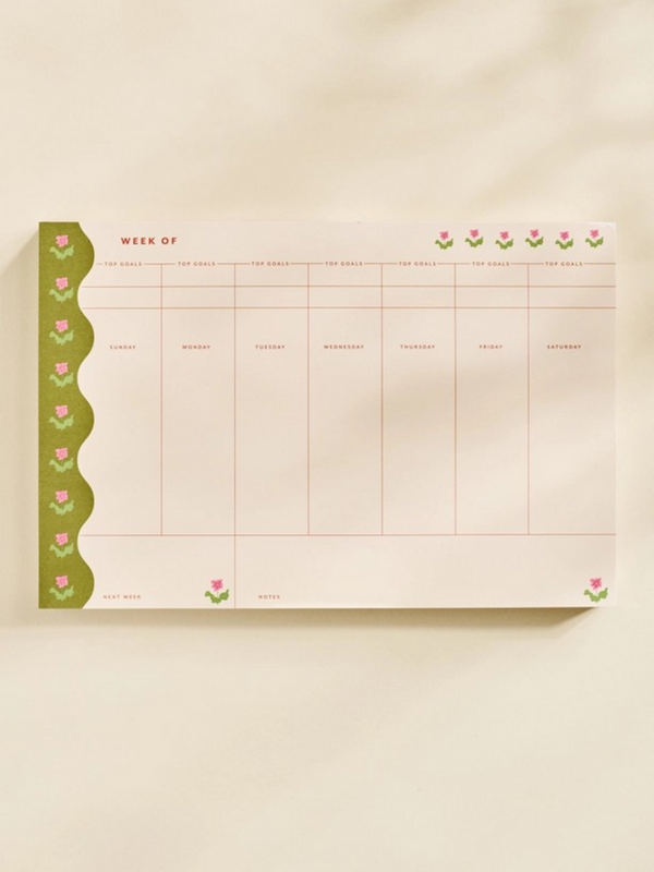 garden border weekly planner notepad