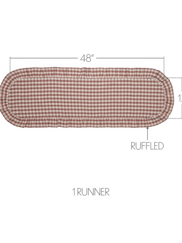 Dusty Rose Gingham Table Runner 12x48