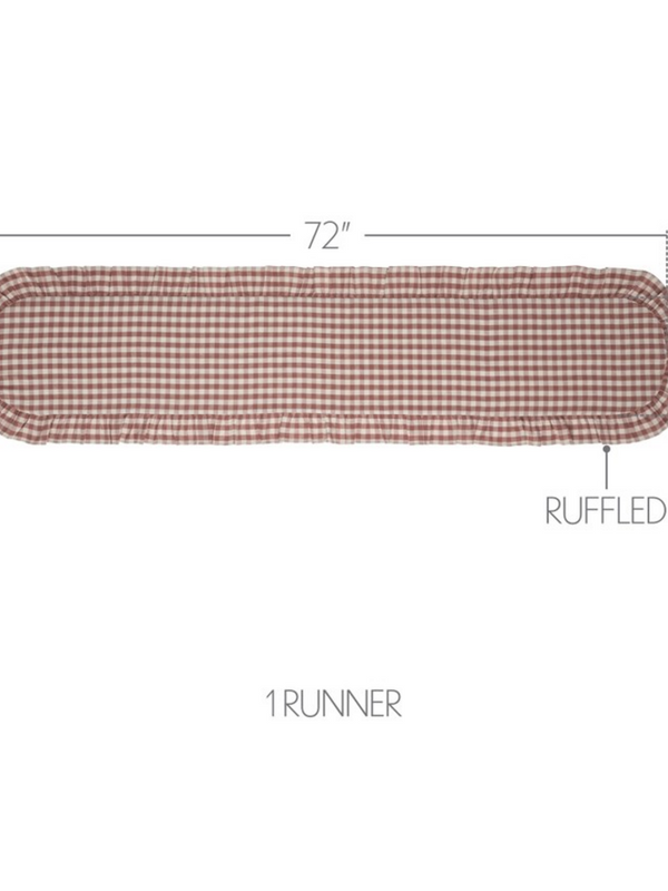 Dusty Rose Gingham Table Runner 12x72