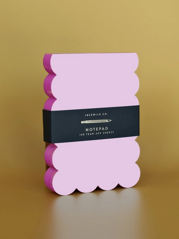 scalloped shaped notepad (lilac and hot pink edge)