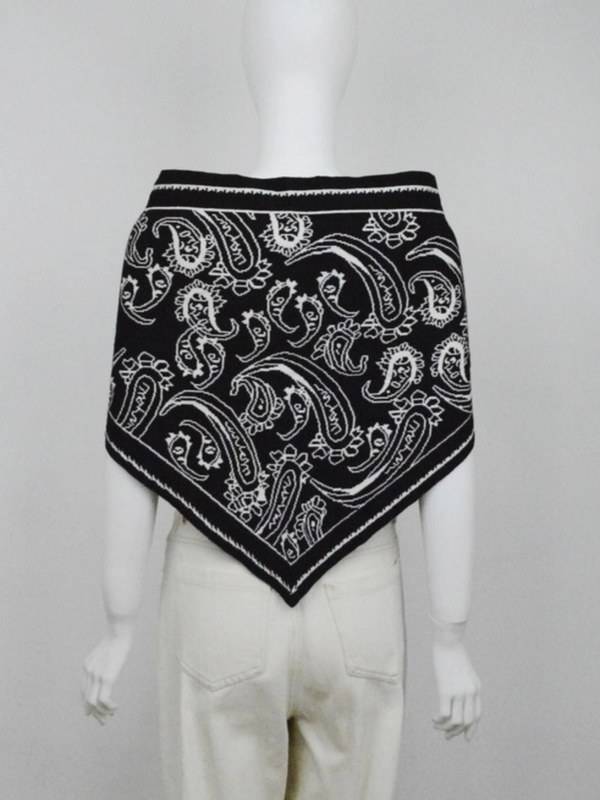 black paisley knit triangle scarf multi wear head wrap