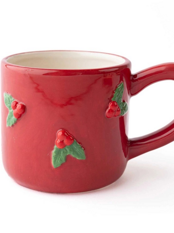 Holly Ditsy Bobble Ceramic Coffee Mug, 8oz