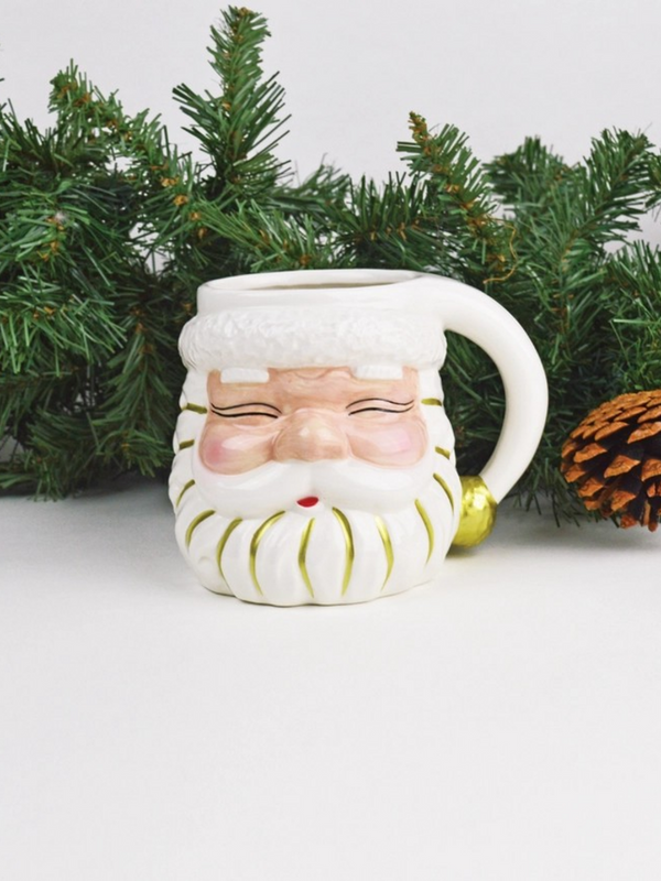 White Santa Coffee Mug, Ceramic, 8 oz