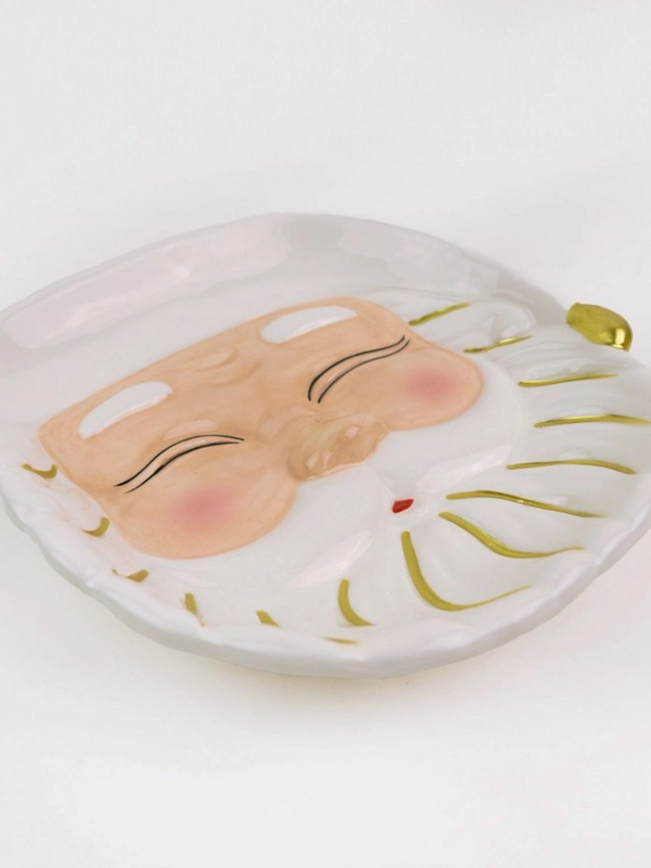 White Santa Ceramic Dessert Plate, 7-Inch