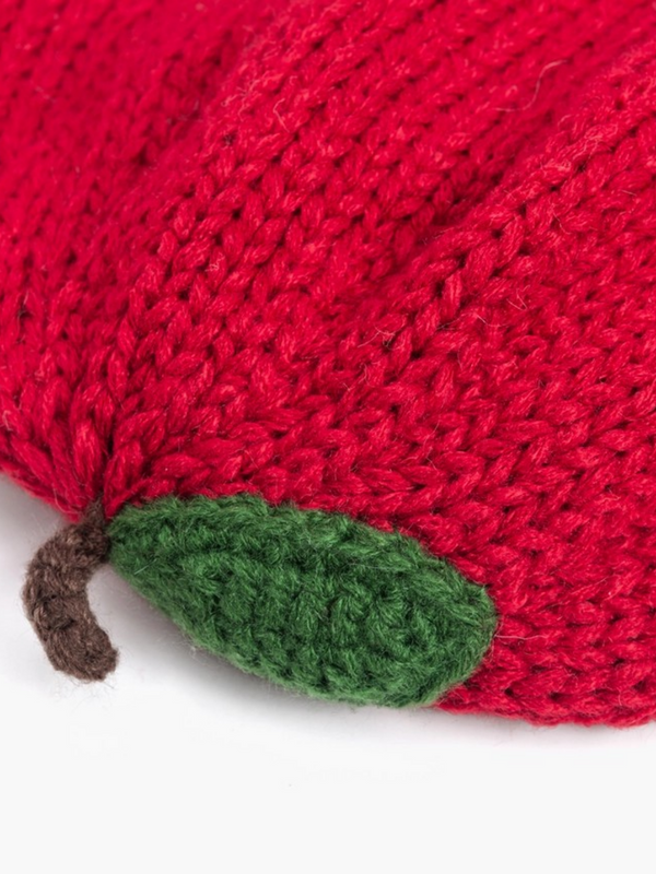 red apple shaped baby/toddler knit beanie