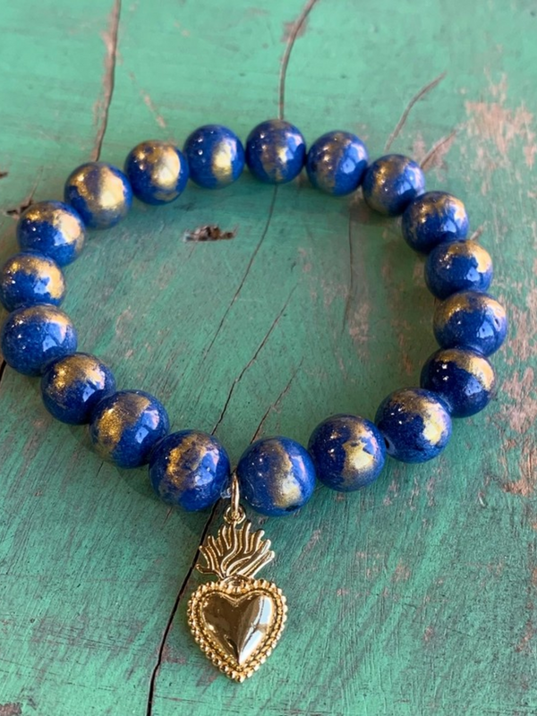 royal sacred heart blue bead bracelet