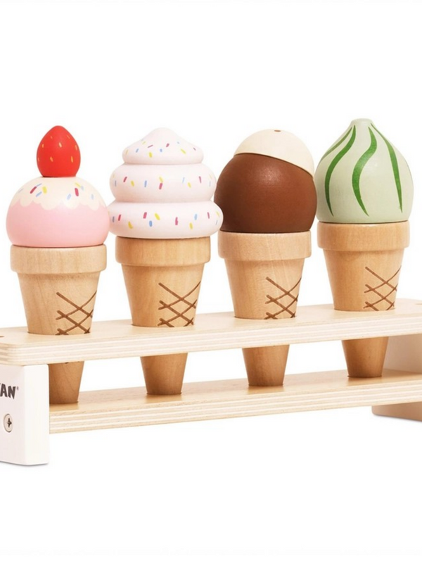 wooden ice cream cones set