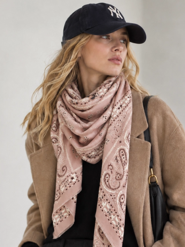 dusty rose bandana oversized square scarf