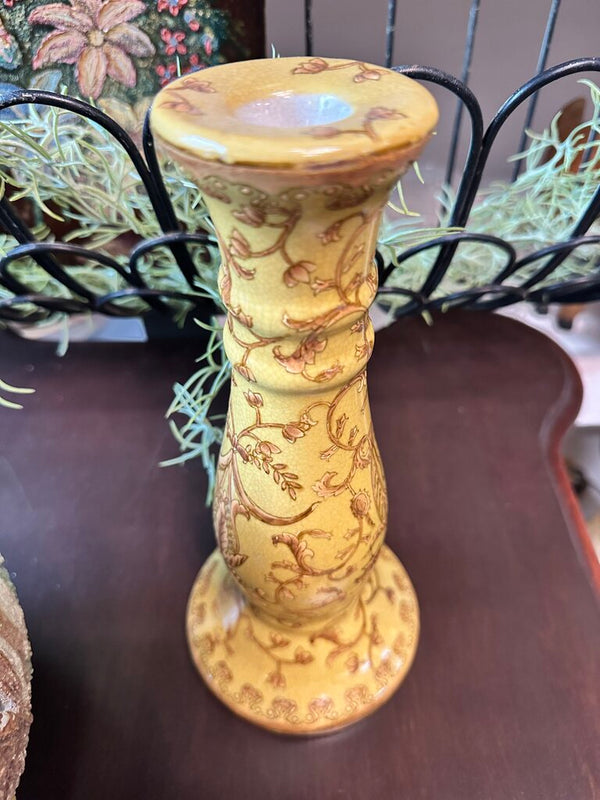 Yellow & Gold Patterned Candleholder