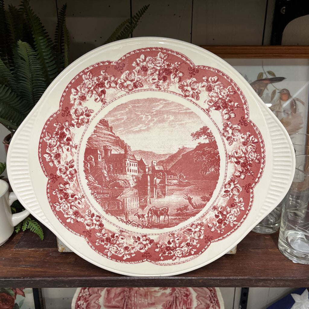 red and white platter