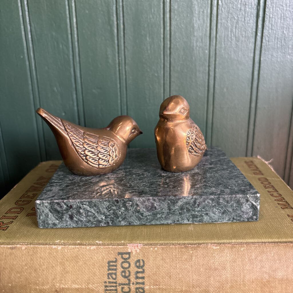 Brass Birds On Marble Slab