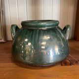 Aged Olive Dripped Glazed Pottery Kettle