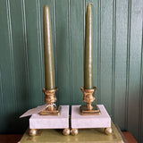 Pair of Vintage Marble Brass Candleholders