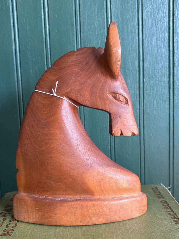 Vintage Wood Carved Folk Art Horse Head