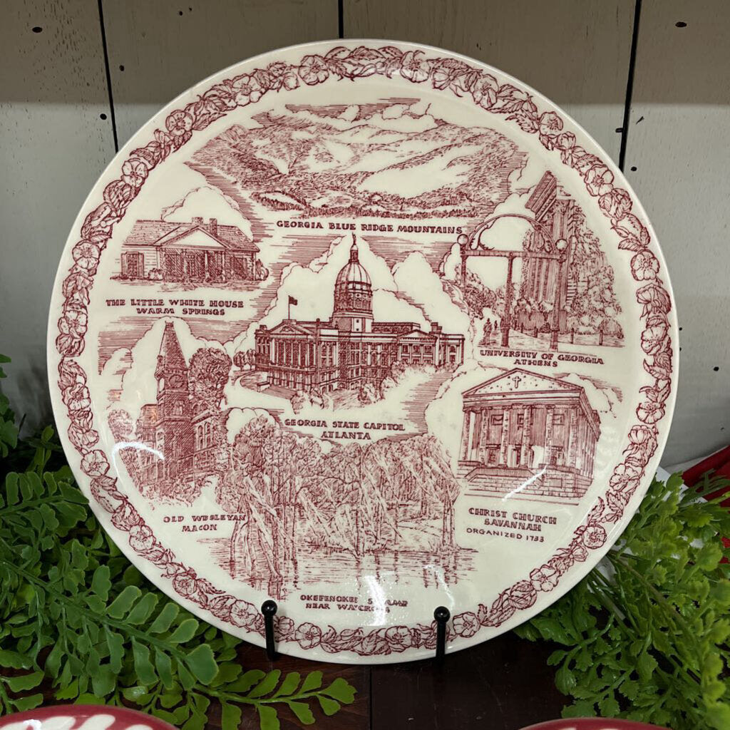 Large Red Transferware Dish